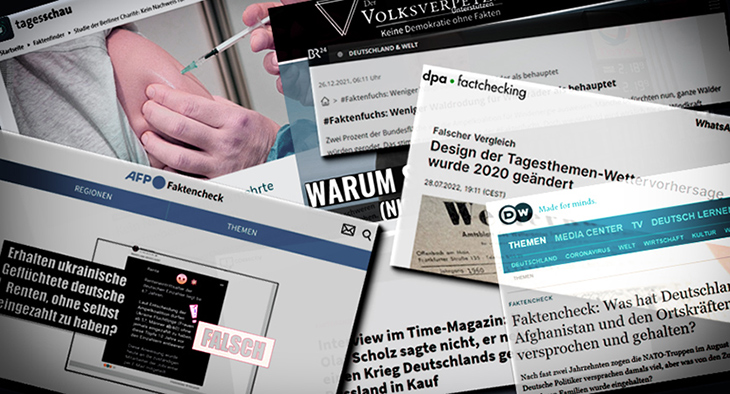 Screenshots der im Artikel besprochenen Faktenchecks; Montage: Grimme-Institut