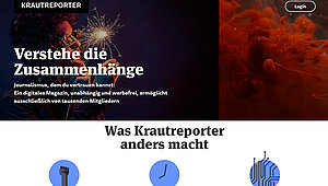 Screenshot des Projekts „Krautreporter“ (Preisträger Grimme Online Award 2019)